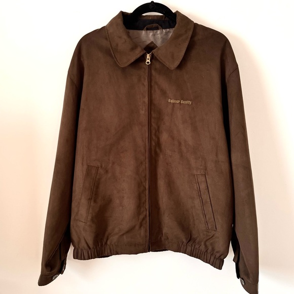 Cutter & Buck Other - Cutter and Buck Men’s Classic Roosevelt Brown Faux Suede Zipper Jacket Collar LG